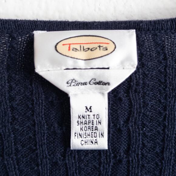Talbots Navy V-Neck Pima Cotton Pullover Sweater Size Medium - Picture 5 of 6